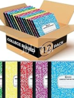 12 Pack Bulk Composition Notebooks College Ruled, 200 Pages (100 Sheets), 9-3_4 x 7-1_2, Hard Cover College Ruled Notebooks, Assorted Colors Composition Notebook For School, Colors May Repeat
