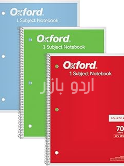 Oxford 1-Subject Notebooks, Notebooks for School, 8 x 10.5 Inches, College Rule, 70 Sheets, Assorted Primary Colors, 3 Pack,