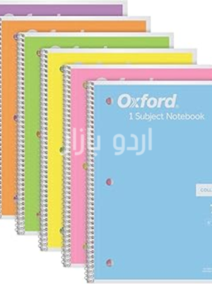 Oxford Spiral Notebook, 1 Subject, College Ruled Paper, 8 x 10-1_2 Inch, Pastel Pink, Orange, Yellow, Green, Blue and Purple,