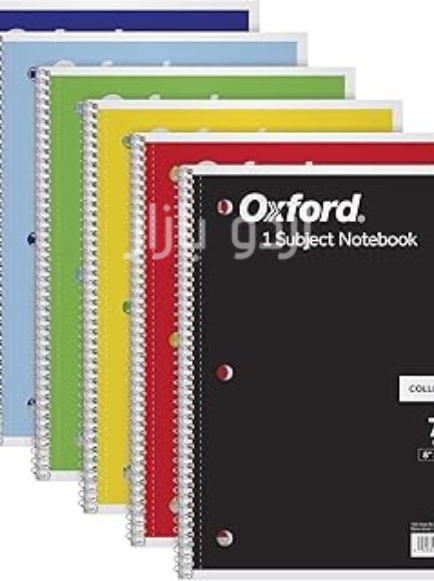 Oxford Spiral Notebook 6 Pack, 1 Subject, College Ruled Paper, 8 x 10-1_2 Inch, Color Assortment Design May Vary (65007)